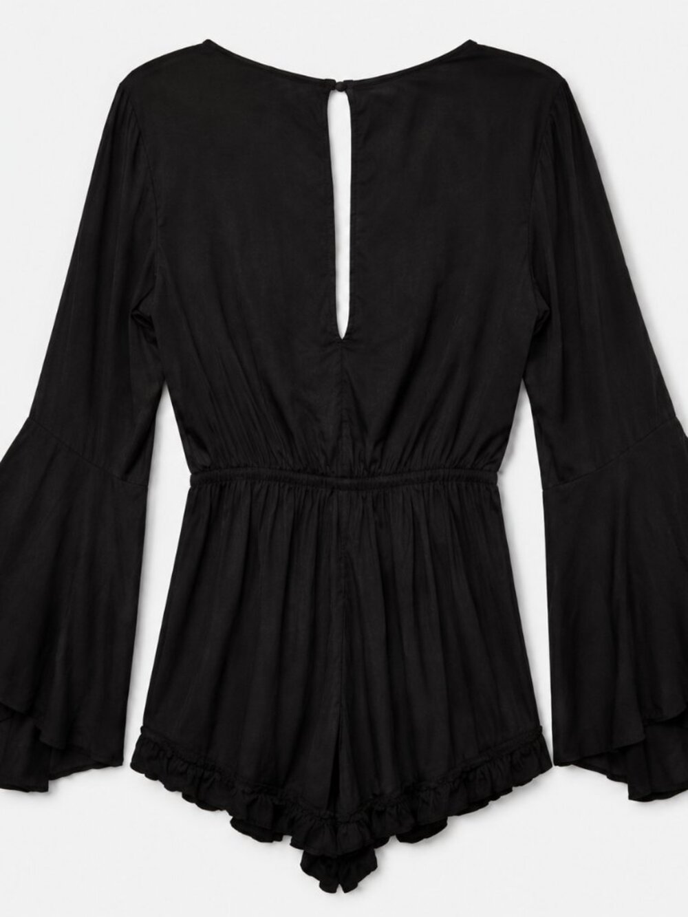 Boho Embroidered Black Romper Bell Sleeve Festival Style Small - Picture 5 of 9